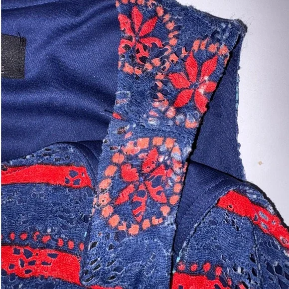 Ronni Nicole Womens Size 10 Navy Blue Red Tribal Print Sleeveless Dress - Picture 8 of 12